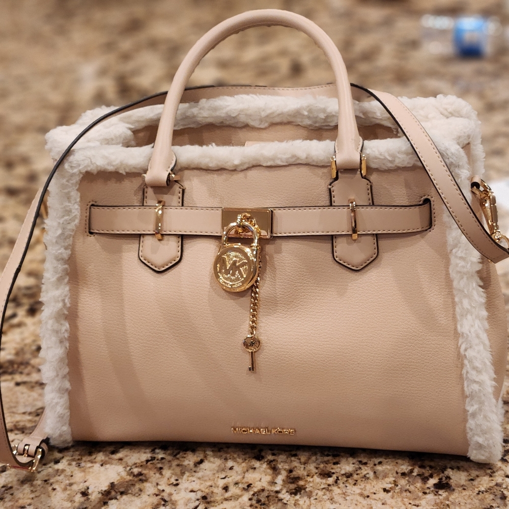 Michael Kors Leather Shearling Cream  Handbag